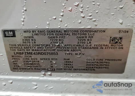 2024 Buick Envision Preferred from USA, damaged, VIN LRBFZME43RD076853